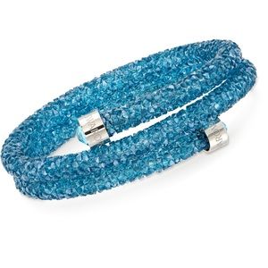 Swarovski Crystaldust double cuff bracelet- aqua